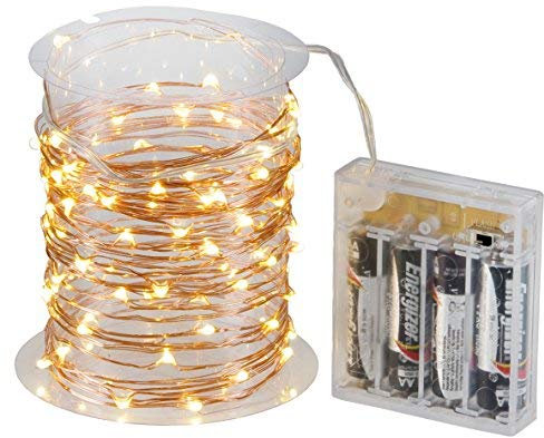 LED-Highlights Deko Lichterkette Batterie 80 Mikro LED Tropfen warmweiß Kupferdraht 8,3m Micro Beleuchtung LED Lichterkette Weihnachten Drahtlichterkette