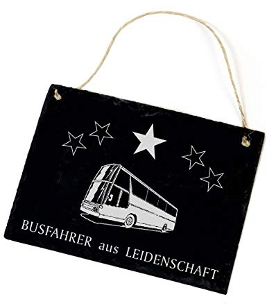 Schild Schiefertafel - Busfahrer aus Leidenschaft - Bus Türschild ca. 22 x 16 cm