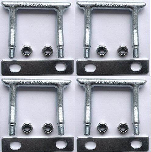 Unbekannt 4 Stück Eckig U-Bügel Zurrösen, Ladungssicherung für PKW Anhänger, Gurte, Silber, Legierter Stahl, M10, M11x1.25, Rechtsgewinde, Klasse 8.8, U-förmig, Flach