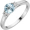 Jobo Damen-Ring aus 14 Karat 585 Weißgold mit Aquamarin und 2 Diamanten Größe 52