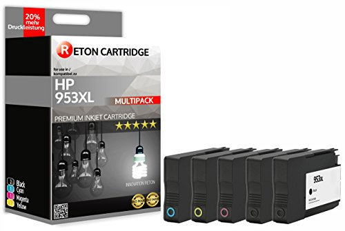 5 Original Reton Tintenpatronen | 20% höhere Druckleistung | kompatibel zu HP 953XL schwarz Cyan Magenta gelb für HP Officejet