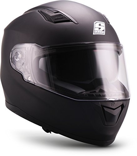Soxon® ST-1000 Mono „Black“ · Integral-Helm · Full-Face Motorrad-Helm Roller-Helm Scooter-Helm Cruiser Sturz-Helm Sport Urban · ECE 22.05 Sonnenvisier Schnellverschluss Tasche XS (53-54cm)