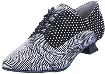 Simen Damen Pumps 0887A Hochfrontpumps Schnürer Leder Schwarz Weiß