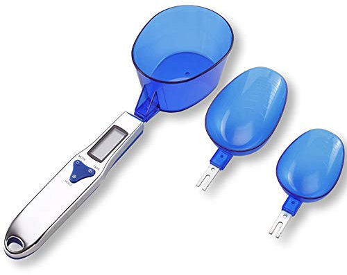 Meichoon Báscula Cocina Digital Alimentos con 3 Cucharas Medidoras Miligramos Escala Pantalla LCD Portátil 1.1 lb / 500 g (0.1 g) Pesaje y Líquido Seco Ingrediente Leche Té Harina Medicina C51