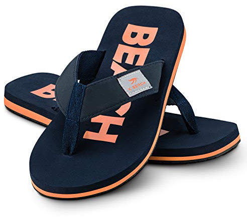 Ultrapower Flip-On Zehentrenner | Flip Flops | Badelatschen | Strandschuhe | Duschlatschen | Zehenstegpantolette | Bad | Sauna Schuhe | Sandalen | Blau/Orange | Gr.44
