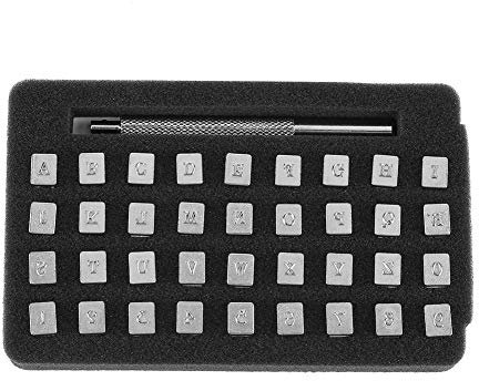 36Pcs Buchstaben und Zahlen Stempel Set, A-Z Alphabet Buchstaben + 0-9 Zahlen, Buchstaben Stempel für Gürteltasche Schuhe Craft Kennzeichnung