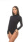 Magi Langarm Damen Body Bodysuit mit Halbkragen Basic Body mit Langen Ärmeln Größen (L, Dunkel Blau)