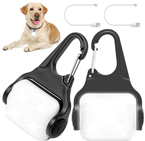 Hundelichter für nächtliche Spaziergänge, wiederaufladbares Hundehalsband-Licht, 3 Lichtmodi, IP65 wasserdichtes Hunde-Nachtlicht, LED-Sicherheitslicht für Laufen, Camping, Klettern, Fahrrad, 2 Stück