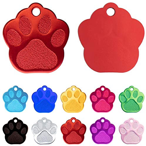 Ibera gifts - Hundemarke mit Gravur und personalisierte Hundemarke in Pfotenform für mittelgroße bis große Hunde und Katzen (Rot)