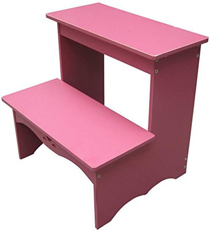 Sywlwxkq Mehrzweck Ändern seines Schuhhockers Zweistufige Leiter Tragbares Haushaltsregal Tritthocker Bibliothekshocker (Farbe: ROSA)