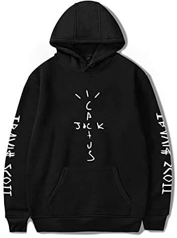 HUANHE Felpa con Cappuccio Unisex Rapper Travis Scott Astroworld Cactus Jack Felpa Nera Hip-Hop da Uomo per Donna