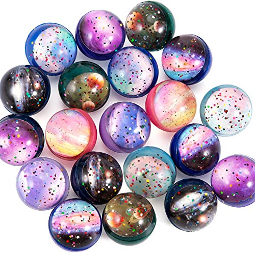 Pllieay Flummis, 32 mm, Weltraumthema, Flummis als Gastgeschenke für Kinder, Geschenktütenfüllung, 20 Stück