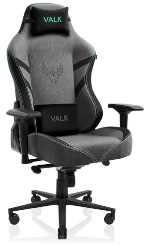 VALK Freya - Silla Gaming Tela Transpirable Ergonomica Profesional, Reclinable 160º, Reposabrazos 4D, Cojines Memory Foam, Silla Gamer Silla Escritorio Oficina, Creada en España (Gris)