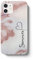 iCaseDesigner Personalised Marble Glitter Flowing Name with Heart Phone Case Compatible with iPhone 13 Pro - 11. White Marble with Faux Rose Gold Sparkle Vertical Name
