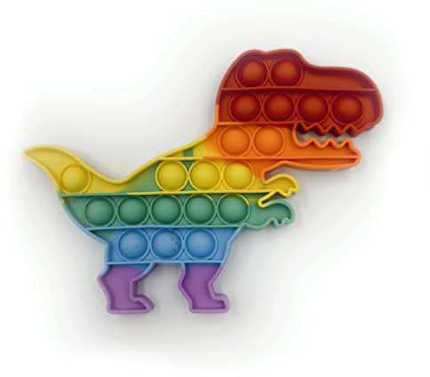 Pop It | sensorisches Spielzeug, Anti-Stress, Blasenbildung | Fidget Toy entspannend | Dinosaurier | Regenbogen mehrfarbig