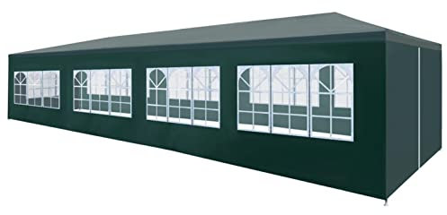 Susany Partyzelt mit Seitenverkleidungen Gartenzelt Balkonzelt Terrassenzelt Gartenpavillon Festzelt Balkonpavillon Bierzelt Partypavillon PE-Dach und Seitenwände & Stahlrahmen 3x12 m Grün
