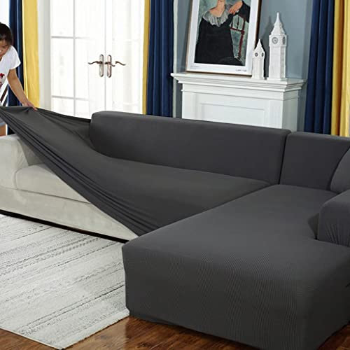 AYouge Sofabezug,Sofabezug Ecksofa-Sofabezug Stretch Sofabezug mit festem Schaumstoffstab für 1/2/3/4 Sitzer(L-förmiges Ecksofa erfordert Zwei)