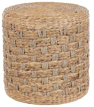 Beliani Handgefertigter Pouf Natur ⌀ 40 cm Hocker im Boho-Stil Basslet