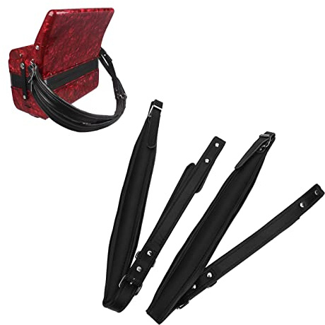 Gugxiom Black Accordion Straps, Leather Soft PU, Adjustable, 16-120 Bass, Comfortable, Durable