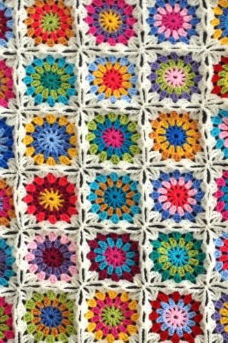 Notizbuch, Blumen, Motiv Granny Squares, für Häkel-Liebhaber, Häkelliebe, dotted / gepunktet, etwas größer als DIN A5