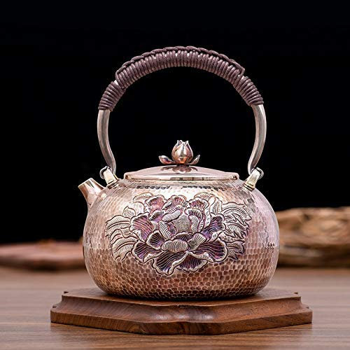 Silber Teekanne Sterling Silber 999 Tea-Things Teekanne Chinesisches Kung Fu Altes Teeservice Tasse Party Teegeschirr Trinkgeschirr (Bunt 470g Gratis)