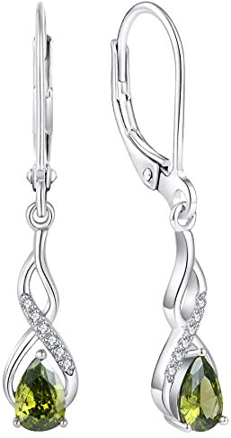 YL Unendlichkeit Ohrringe 925 Sterling Silber August Geburtsstein Peridot Zirkonia Ohrringe für Damen