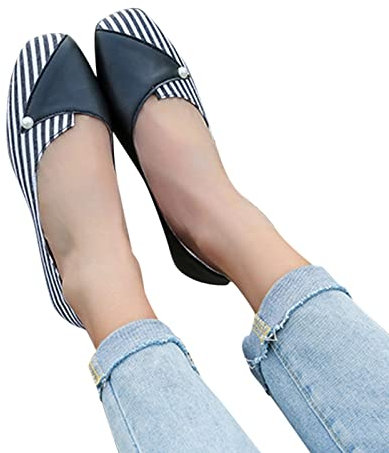 Ballerine da donna eleganti strisce patchwork scarpe basse estive piatte per il tempo libero con strass, scarpe da balletto leggere, scarpe singole a punta