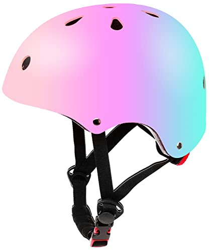 Kids Helmet, Color Gradient Skateboard Helmet for 3-5-8-14 Years Kids Girls Boys Youth Bike Helmet for Cycling Scooter Roller Skate Bicycle Rollerblading Skating