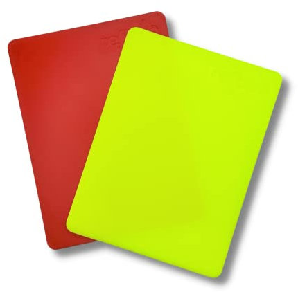 refbee Schiedsrichter Disziplinarkarten Premium - Gelbe und Rote Karte Fußball Schiri - Mit rauer Rückseite für extra Grip Biokunststoff - 12 × 9 cm (Bündel Rot/Gelb)
