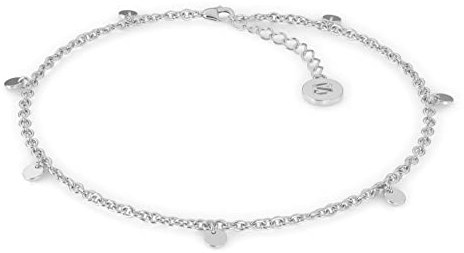 SERASAR Fußkettchen Damen Schmuck Kreis Kette 925 Sterling Silber 18 Karat Gold Fussketterl Fusskette Mädchen Geschenk Idee Geburtstagsgeschenk für Frauen Rund Münzen