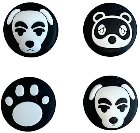 Prysm Gaming Pack of 4 Animal Crossing Tom Nook and KK Slider Rubber Thumb Grips Caps Covers Compatible With Switch Joycon OLED Switch Joycon & Switch Lite