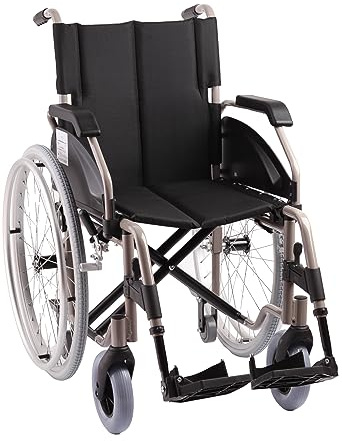 SPES Sedia a Rotelle Pieghevole in Alluminio Leggera per Anziani, 42 cm