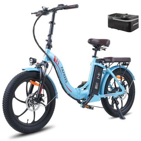 Fafrees F20 Pro E-Bike Klapprad 20 Zoll, Elektrofahrräder 36V 18Ah Akku, 250W Motor Fatbike Damen Mountainbike Herren, 25km/h City ebike für Erwachsene, Blauer See