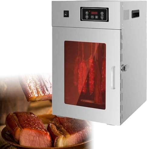 Essiccatore per carne rotante, essiccatore per alimenti commerciale, rotazione di 360 °, essiccatore rotante per salsiccia, pancetta, pollo, anatra, pesce, manzo, con timer digitale 24 ore