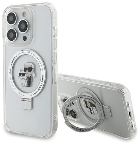 Karl Lagerfeld KLHMP13LHMRSKCH Hülle für iPhone 13 Pro / 13 6.1 Weiß hardcase Ring Stand Karl&Choupettte