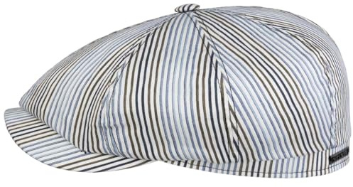 Stetson Hatteras Fresh Stripes Flatcap Gestreifte Schirmmütze Streifendesign Leinen Seide Made in Germany Herren Frühjahr Sommer