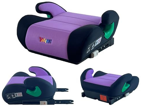 YALION Kindersitzerhöhung ISOFIX Sitzerhöhung Auto Kinder- Kinderautositz i-Size Autositzerhöhung für Kinder von 125-150CM(ca. 6-10 Jahre), 3-Punkt-Gurt, ECE R129 (Light Purple)