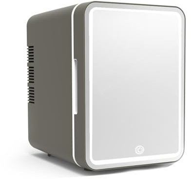 Mini réfrigérateur portatif de maquillage de soin de peau de beauté avec le refroidisseur thermoélectrique de miroir de LED et les réfrigérateurs plus chauds,Grey