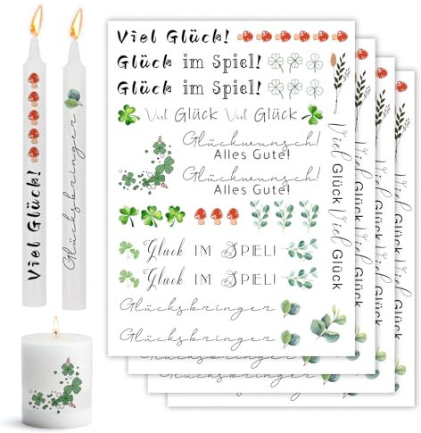 Bolosa 4 Stück Kerzentattoos, Wassertransferdruck, Wasserschiebefolie Glückslicht, Rub on Sticker, Kerzentattoo Glück, Wasserschiebefolie, Kerzentattoos Folie, Kerzen Tattoo, Kerzentattoo Glückslich 3