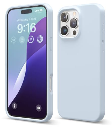 elago Compatible with iPhone 16 Pro Max Case, Premium Liquid Silicone Case, Full Body Protective Cover, Shockproof, Slim Phone Case, Anti-Scratch Soft Microfiber Lining, 6.9 inch (Light Blue)