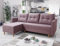 Easy4You Ecksofa Ivar Rosa L-Form – 230x93x145 cm - Schlafsofa mit Bettkasten und Schlaffunktion - Eckcouch mit Stauraum und Holzfüße, Kissen – Stoff Lux 28