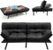 RELAX4LIFE Canapé-lit Convertible 5-en-1 en PU avec Dossier Réglables à 3 Niveaux | Accoudoirs Réglables à 4 Niveaux| Pieds en Métal, Canapé-Lit Moderne à Dossier Divisé (Polyuréthane (PU),Noir)