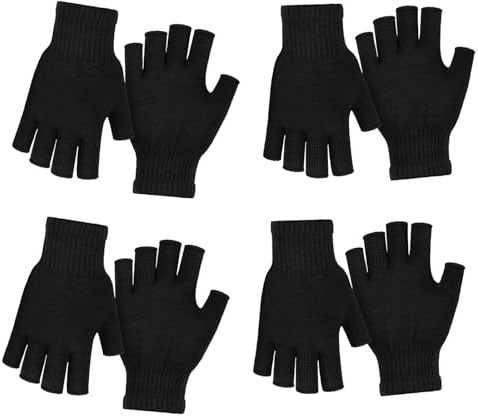 COCELERYRE 4 Pairs Warm Fingerless Gloves Winter Typing Writing Half Finger Gloves for Women Teens