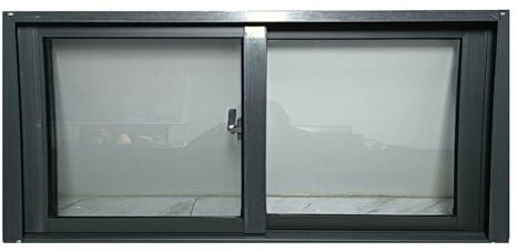 Schwarzes transparentes Lüftungsfenster, kleines Fenster, 30,5 x 40,6 cm, für Keller, Badezimmer, Schuppen, Hühnerstall, Spielhaus, horizontales Schiebefenster mit Sichtfenster, hoch 50 x 45 cm,
