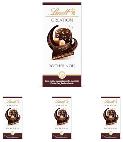 Lindt - Tablette Le Rocher CREATION - Chocolat Noir, 150g (Lot de 4)