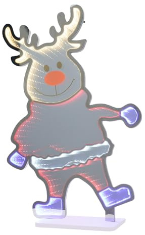 Infinity Effect 3D Reindeer Christmas Decoration LED Infinity Mirror Light Up Plug in Xmas Décor