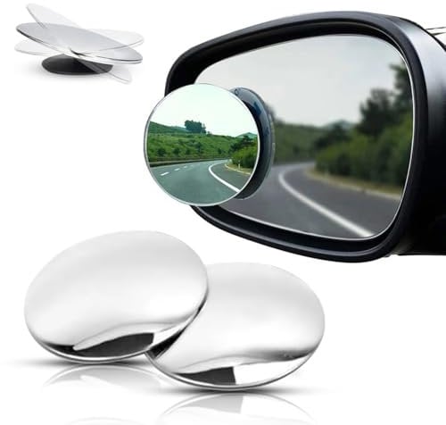 Blind Spot Mirrors for Cars - Round Frameless Wing Mirror 360° Rotate Adjustable HD Glass Convex Rearview Mirror,Side,Parking,Small,Reversing Mirror for Universal Cars 2 Pack