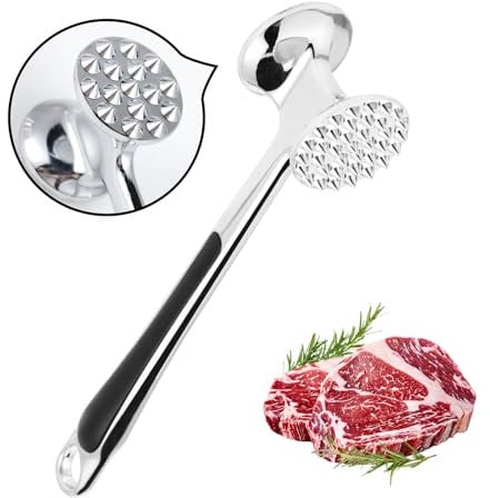 Lrocotanc Batticarne Acciaio Inox 304 - Martello per Carne da Cucina - Martello per Bistecca a Doppia Faccia - per Cotoletta, Bistecca, Manzo, Pollo, Maiale