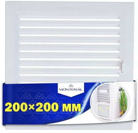 Air Vent Cover 200 x 200 mm is Equipped with an Opening or Closing Adjustment Mechanism Made of White Plastic - Warranty 10 Years - MONTERAL