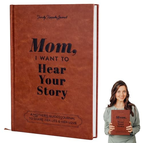 Meetory Mom I Want To Hear Your Story, 110 Pages Leather Cover Mother Life Journal Guide Book, Mom Tell Me Your Life Story Memory Journal Gift for Mom Birthday Anniversary